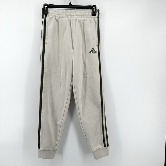 Adidas Sweatpants Kids 10/12 Ivory Drawstring And Elastic - Picture 1 of 11